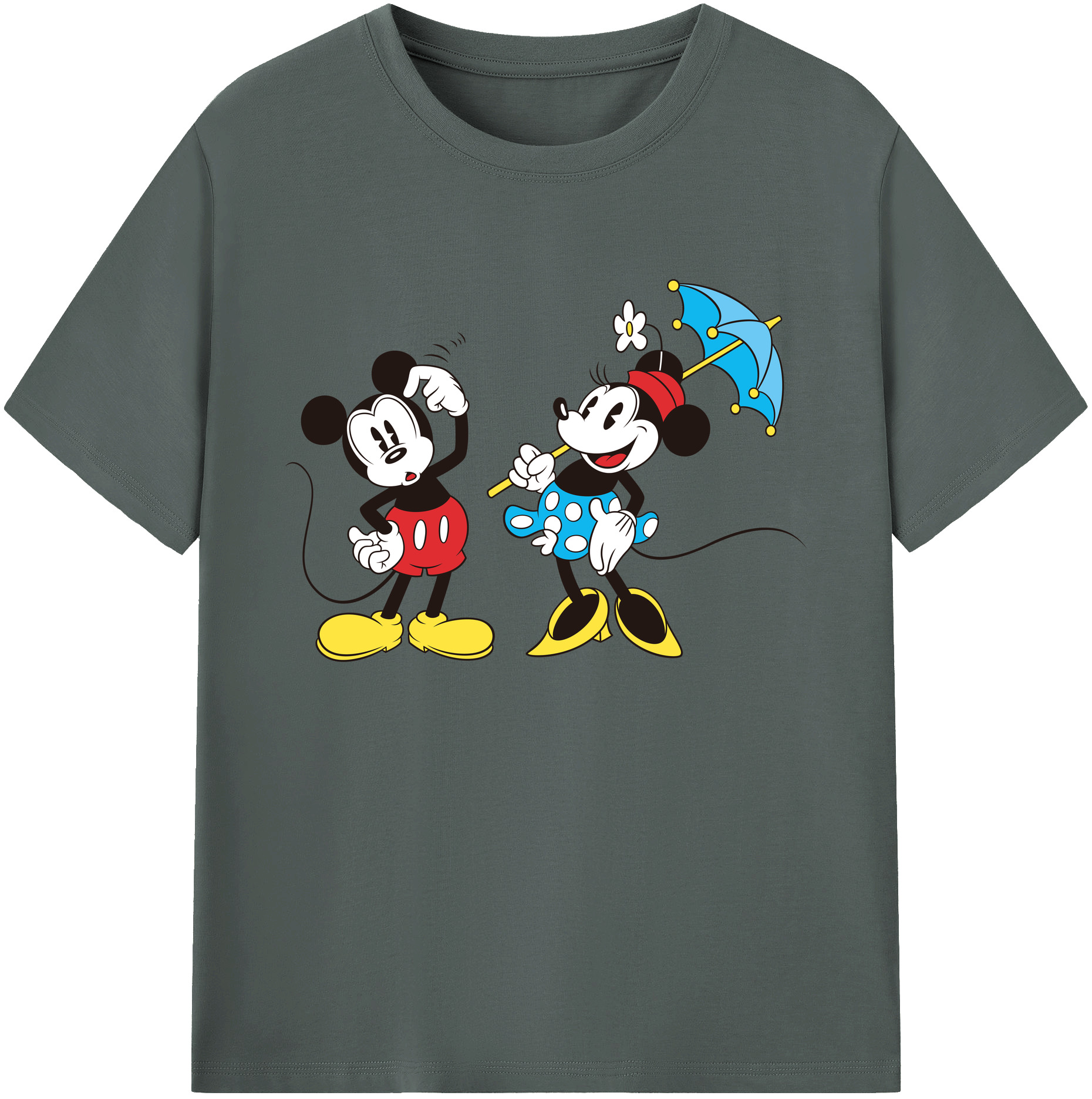 ミッキーマウス Mickey Mouse 綿100％ メンズ半袖Tシャツ｜肌触りやわらか＆通気性